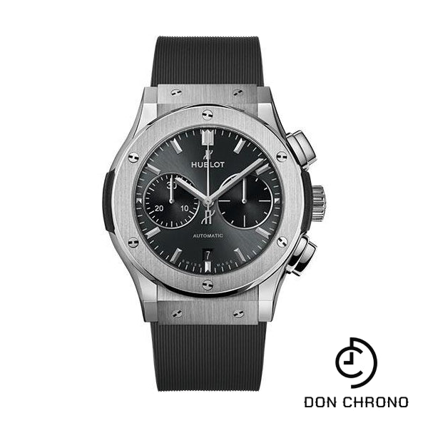 Hublot Classic Fusion Racing Grey Chronograph Titanium Watch - 45 mm - Gray Dial - Gray Lined Rubber Strap-521.NX.7071.RX