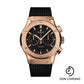 Hublot Classic Fusion Chronograph King Gold Watch - 45 mm - Black Dial - Black Lined Rubber Strap-521.OX.1181.RX