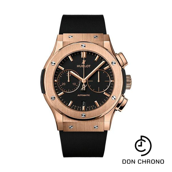 Hublot Classic Fusion Chronograph King Gold Watch - 45 mm - Black Dial - Black Lined Rubber Strap-521.OX.1181.RX