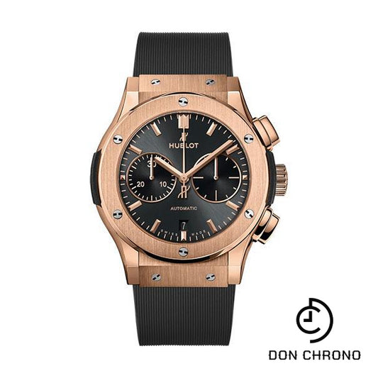 Hublot Classic Fusion Racing Grey Chronograph King Gold Watch - 45 mm - Gray Dial - Gray Lined Rubber Strap-521.OX.7081.RX