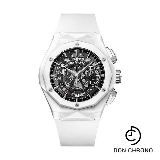 Hublot Classic Fusion Aerofusion Chronograph Orlinski White Ceramic Watch - 45 mm - Sapphire Crystal Dial - White Smooth Rubber Strap Limited Edition of 200-525.HI.0170.RW.ORL21