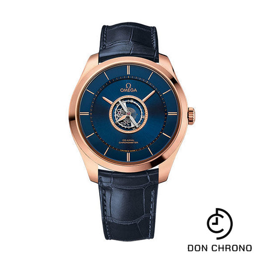 Omega De Ville Tourbillon Co-Axial Numbered Edition - 44 mm Sedna Gold Case - Blue Dial - Blue Leather Strap - 528.53.44.21.03.001
