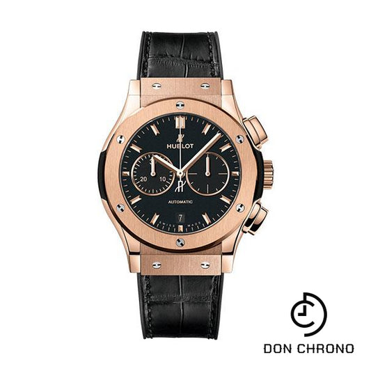 Hublot Classic Fusion Chronograph King Gold Watch - 42 mm - Black Dial - Black Rubber and Leather Strap-541.OX.1181.LR