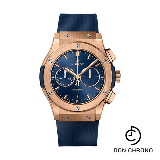 Hublot Classic Fusion Chronograph King Gold Blue Watch - 42 mm - Blue Dial - Blue Lined Rubber Strap-541.OX.7180.RX