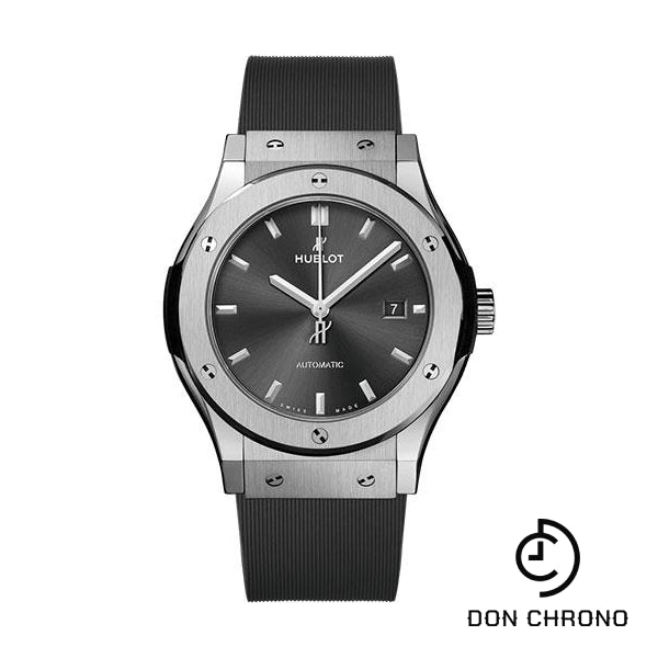 Hublot Classic Fusion Racing Grey Titanium Watch - 42 mm - Gray Dial - Gray Lined Rubber Strap-542.NX.7071.RX