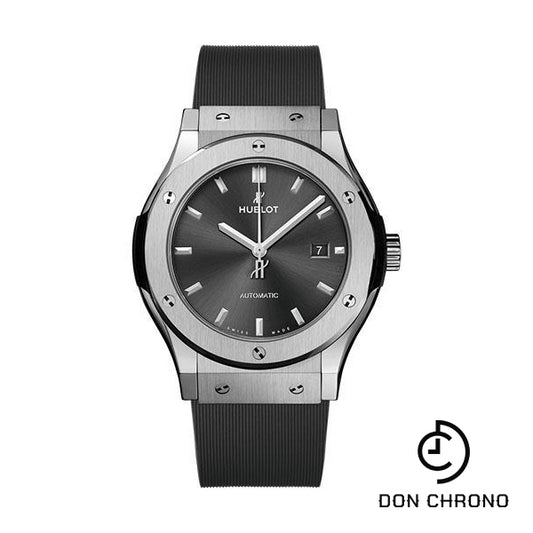 Hublot Classic Fusion Racing Grey Titanium Watch - 42 mm - Gray Dial - Gray Lined Rubber Strap-542.NX.7071.RX