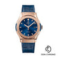 Hublot Classic Fusion King Gold Blue Watch - 42 mm - Blue Dial - Blue Rubber and Leather Strap-542.OX.7180.LR