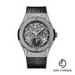 Hublot Classic Fusion Aerofusion Moonphase Titanium Pave Watch - 42 mm - Sapphire Dial - Black Rubber and Leather Strap-547.NX.0170.LR.1704
