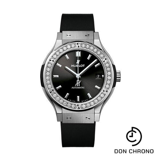 Hublot Classic Fusion Titanium Diamonds Watch - 38 mm - Black Dial - Black Lined Rubber Strap-565.NX.1470.RX.1204