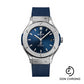 Hublot Classic Fusion Titanium Blue Watch - 38 mm - Blue Dial - Blue Lined Rubber Strap-565.NX.7170.RX