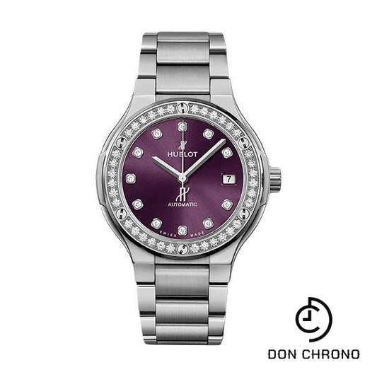 Hublot Classic Fusion Titanium Purple Diamonds Bracelet Watch - 38 mm - Purple Dial-568.NX.897V.NX.1204