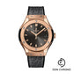 Hublot Classic Fusion Racing Grey King Gold Watch - 33 mm - Gray Dial - Black Rubber and Gray Leather Strap-581.OX.7081.LR