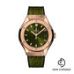 Hublot Classic Fusion King Gold Green Watch - 33 mm - Green Dial - Black Rubber and Green Leather Strap-581.OX.8980.LR
