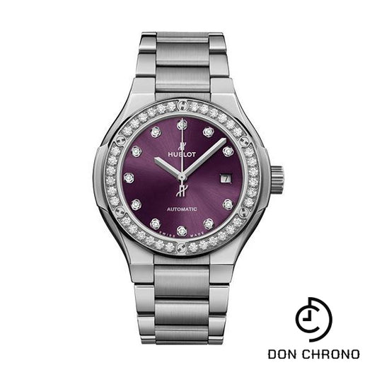 Hublot Classic Fusion Titanium Purple Diamonds Bracelet Watch - 33 mm - Purple Dial-585.NX.897V.NX.1204