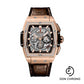 Hublot Spirit of Big Bang King Gold Diamonds Watch - 42 mm - Sapphire Dial - Black Rubber and Brown Leather Strap-641.OX.0183.LR.1104