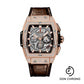 Hublot Spirit of Big Bang King Gold Pave Watch - 42 mm - Sapphire Dial - Black Rubber and Brown Leather Strap-641.OX.0183.LR.1704