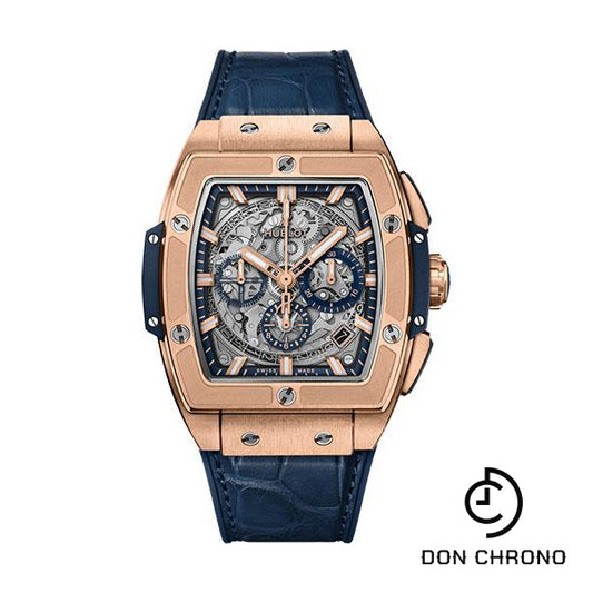 Hublot Spirit of Big Bang King Gold Blue Watch - 42 mm - Sapphire Dial - Blue Rubber and Leather Strap-641.OX.7180.LR