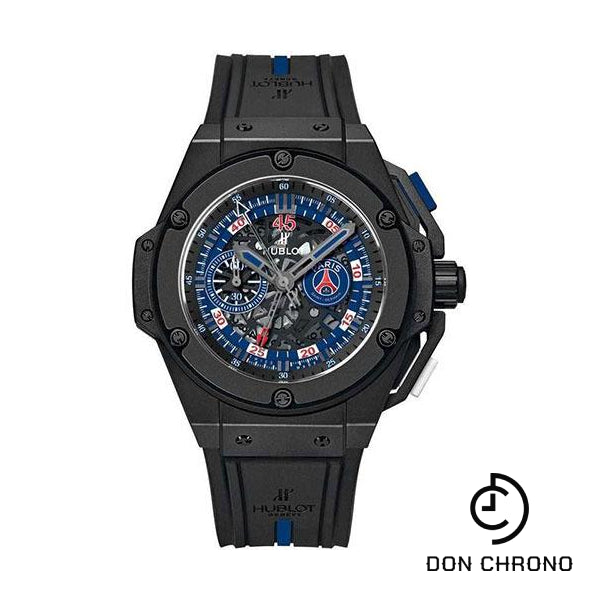 Hublot King Power Paris Saint-Germain Watch - 48 mm Black Ceramic Case - Blue PSG Logo Dial - Black and Blue Rubber Strap Limited Edition of 200-716.CI.0123.RX.PSG14