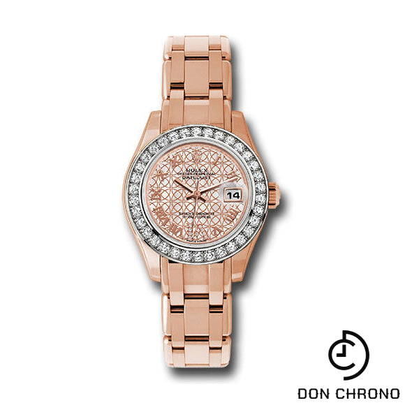 Rolex Everose Gold Lady-Datejust Pearlmaster 29 Watch - 34 Diamond Bezel - Mother-Of-Pearl And Pink Gold Lotus Flower Motif Roman Dial - 80285 mfldr
