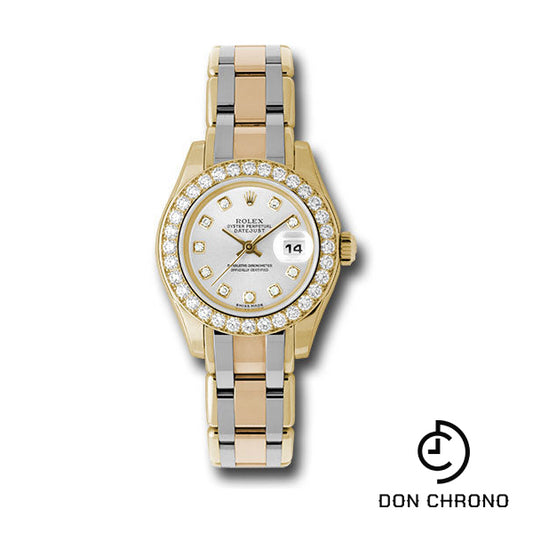Rolex Yellow Gold Lady-Datejust Pearlmaster 29 Watch - 32 Diamond Bezel - Silver Diamond Dial - 80298bic sd