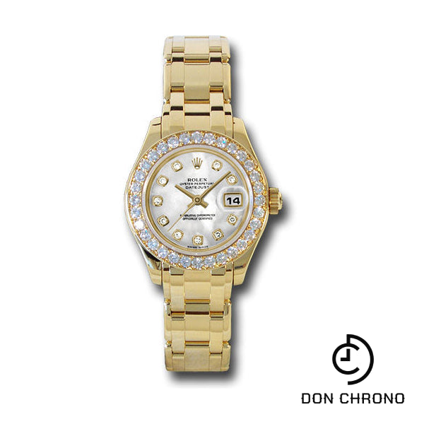 Rolex Yellow Gold Lady-Datejust Pearlmaster 29 Watch - 32 Diamond Bezel - Mother-Of-Pearl Diamond Dial - 80298 md
