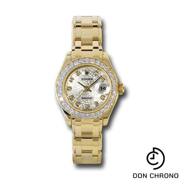 Rolex Yellow Gold Lady-Datejust Pearlmaster 29 Watch - 32 Diamond Bezel - Silver Jubilee Diamond Dial - 80298 sjd