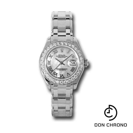 Rolex White Gold Lady-Datejust Pearlmaster 29 Watch - 32 Diamond Bezel - Mother-Of-Pearl Roman Dial - 80299 mr