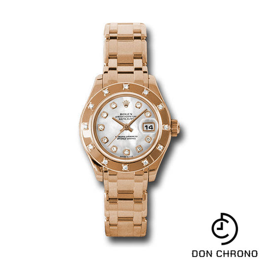 Rolex Pink Gold Lady-Datejust Pearlmaster 29 Watch - 12 Diamond Bezel - Mother-Of-Pearl Diamond Dial - 80315 md