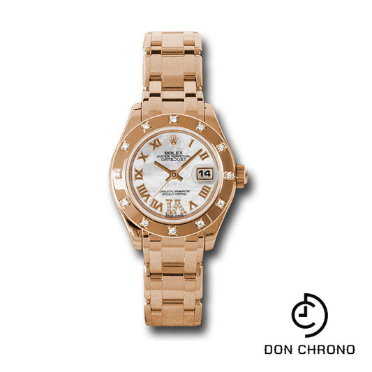 Rolex Pink Gold Lady-Datejust Pearlmaster 29 Watch - 12 Diamond Bezel - Mother-Of-Pearl Diamond Roman Vi Roman Dial - 80315 mrd