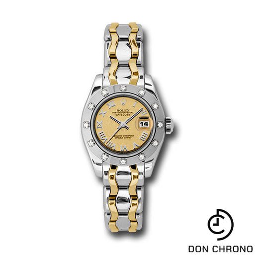 Rolex White Gold Lady-Datejust Pearlmaster 29 Watch - 12 Diamond Bezel - Champagne Mirror Roman Dial - 80319 chrbic