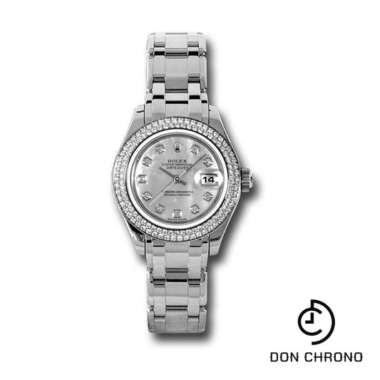 Rolex White Gold Lady-Datejust Pearlmaster 29 Watch - 116 Diamond Bezel - Mother-Of-Pearl Diamond Dial - 80339 md