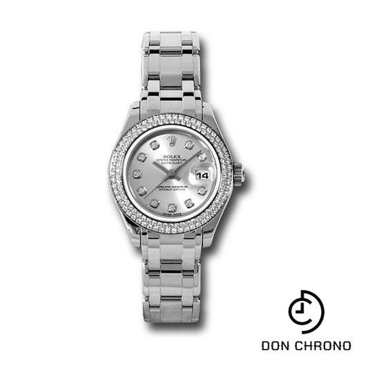 Rolex White Gold Lady-Datejust Pearlmaster 29 Watch - 116 Diamond Bezel - Silver Diamond Dial - 80339 sd