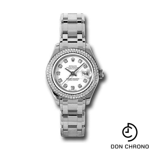 Rolex White Gold Lady-Datejust Pearlmaster 29 Watch - 116 Diamond Bezel - White Diamond Dial - 80339 wd