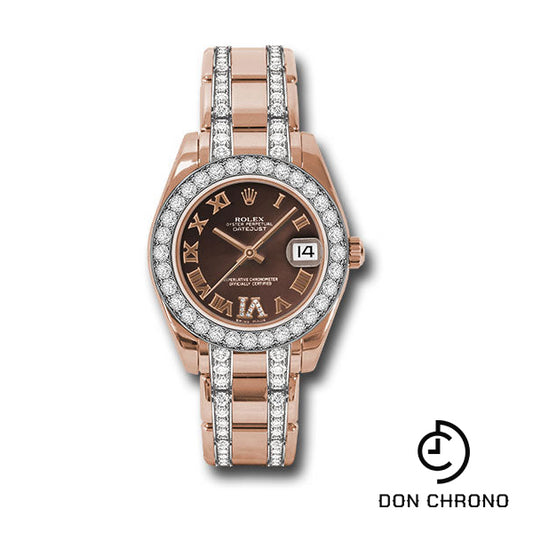 Rolex Everose Gold Datejust Pearlmaster 34 Watch - 32 Diamond Bezel - Chocolate Roman Dial - 81285 chodrdp