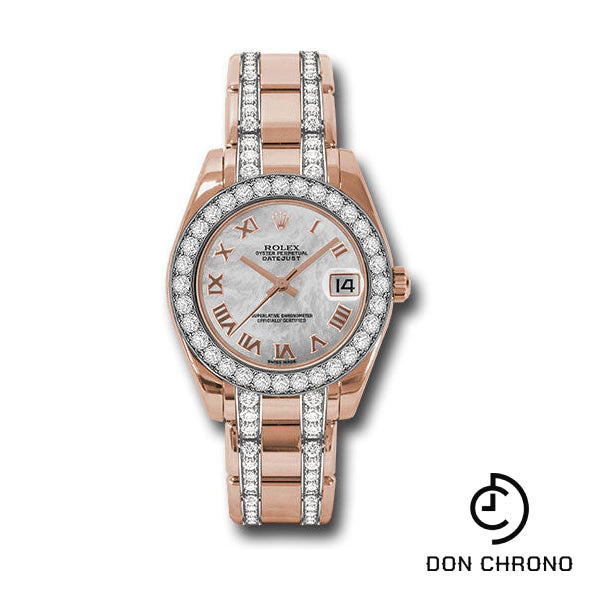 Rolex Everose Gold Datejust Pearlmaster 34 Watch - 32 Diamond Bezel - Mother-Of-Pearl Roman Dial - 81285 mrdp