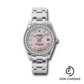 Rolex White Gold Datejust Pearlmaster 34 Watch - 34 Diamond Bezel - Pink Mother-Of-Pearl Diamond Dial - 81299 pmd
