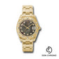 Rolex Yellow Gold Datejust Pearlmaster 34 Watch - 12 Diamond Bezel - Black Mother-Of-Pearl Diamond Dial - 81318 dkmd