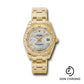 Rolex Yellow Gold Datejust Pearlmaster 34 Watch - 12 Diamond Bezel - White Mother-Of-Pearl Diamond Dial - 81318 md