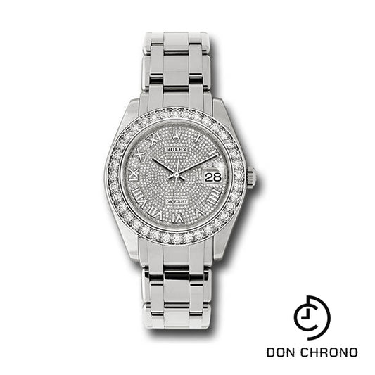 Rolex White Gold Datejust Pearlmaster 39 Watch - 36 Diamond Bezel - Diamond Paved Roman Dial - 86289 dpr