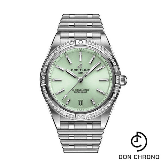 Breitling Chronomat Automatic 36 Watch - Stainless Steel (Gem-set) - Mint Green Diamond Dial - Metal Bracelet - A10380591L1A1
