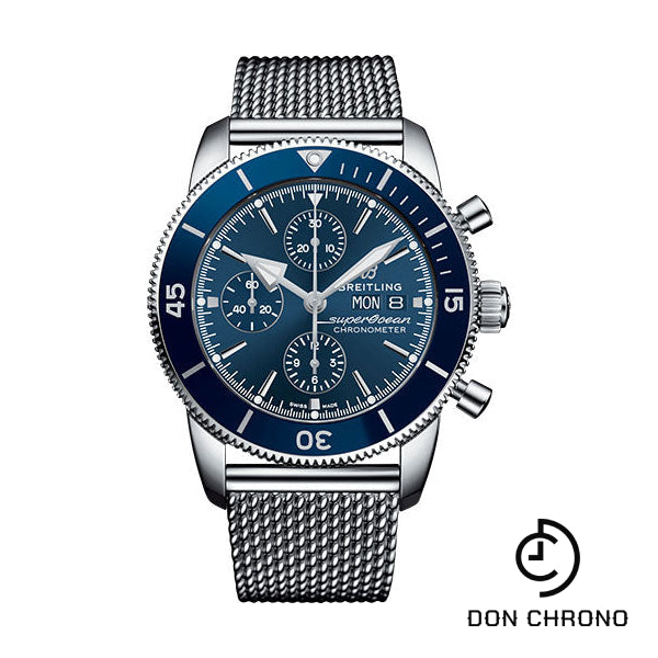 Breitling Superocean Heritage II Chronograph 44 Watch - Steel Case - Blue Dial - Steel Aero Classic Bracelet - A13313161C1A1