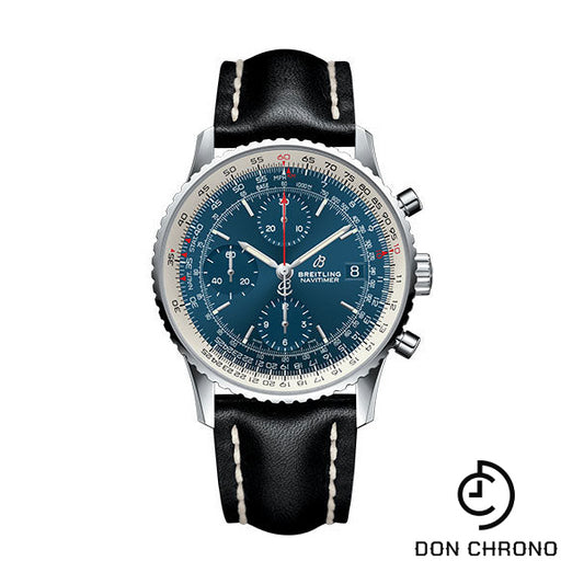 Breitling Navitimer 1 Chronograph 41 Watch - Steel Case - Aurora Blue Dial - Black Leather Strap - A13324121C1X1