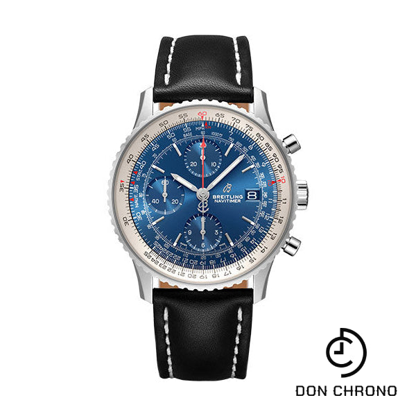 Breitling Navitimer Chronograph 41 Watch - Steel - Aurora Blue Dial - Black Leather Strap - Folding Buckle - A13324121C1X2