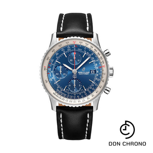 Breitling Navitimer Chronograph 41 Watch - Steel - Aurora Blue Dial - Black Leather Strap - Folding Buckle - A13324121C1X2