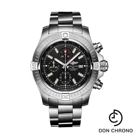 Breitling Super Avenger Chronograph 48 Watch - Stainless Steel - Black Dial - Metal Bracelet - A13375101B1A1