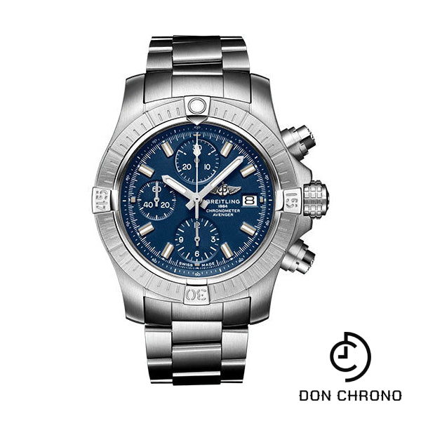 Breitling Avenger Chronograph 43 Watch - Stainless Steel - Blue Dial - Metal Bracelet - A13385101C1A1