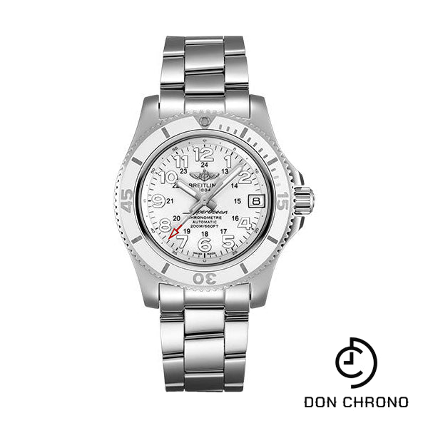 Breitling Superocean II 36 Watch - Steel - Hurricane White Dial - Steel Bracelet - A17312D21A1A1