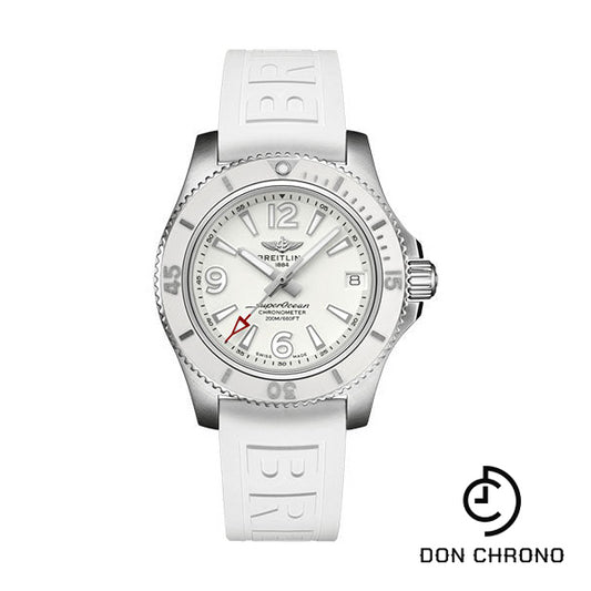 Breitling Superocean Automatic 36 Watch - Steel - White Dial - White Diver Pro III Strap - Tang Buckle - A17316D21A1S1