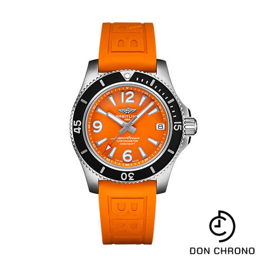 Breitling Superocean Automatic 36 Watch - Stainless Steel - Orange Dial - Orange Rubber Strap - Tang Buckle - A17316D71O1S1