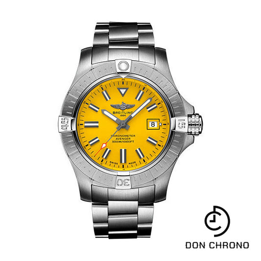 Breitling Avenger Automatic 45 Seawolf Watch - Stainless Steel - Yellow Dial - Metal Bracelet - A17319101I1A1